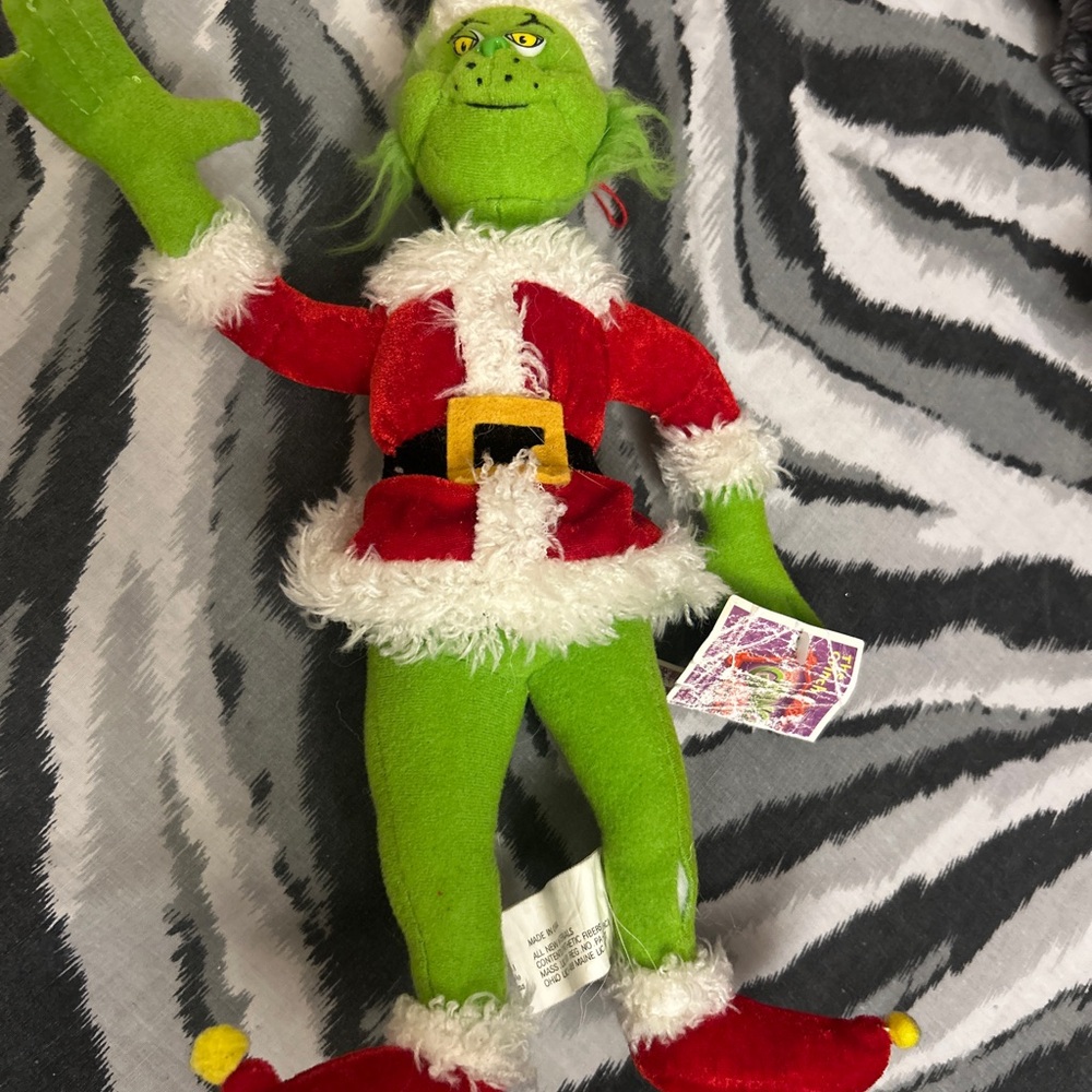 Festive Green and Red Grinch Plush Toy